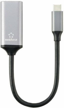 Renkforce RF-5397866 - USB-C naar DisplayPort Adapterkabel - 8K UHD - Zilver Zwart