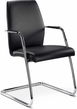 Sledestoel Chris hoge rug Zwart stof, chroom Frame
