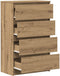 vidaXL - Dressoir - 60x35x98,5 - cm - bewerkt - hout - artisanaal - eikenkleur