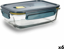 Hermetische Lunchtrommel Quid Astral Rechthoekig 1,04 L Blauw Glas (6 Stuks)