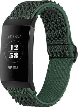 imoshion Elastisch nylon bandje - Geschikt voor Fitbit Charge 4, Charge 3 - Groen - One Size