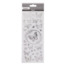 Creativ Company Stickers zilver vlinders, 1 vel
