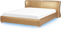 PARIS - Tweepersoonsbed LED - Goud - 180 x 200 cm - Leer