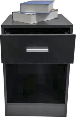 Nachtkastje - halkastje - met opberglade - 60 cm hoog - zwart