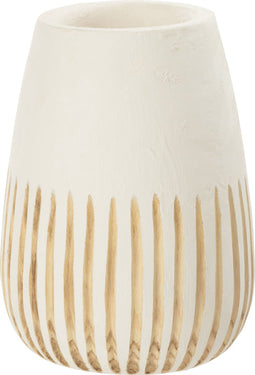 J-Line bloempot Ying - hout - wit - large - Ø 21.00 cm