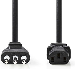 Nedis Stroomkabel - Italië Male - IEC-320-C13 - Recht - Recht - Vernikkeld - 2.00 m - Rond - PVC - Zwart - Label