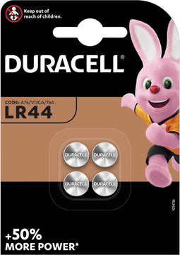 Duracell LR44 - Alkaline-knoopcelbatterijen - Tot 50% meer vermogen - (4 stuks)