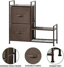 mDesign - ladekast met opbergladers - kleding en accessoires - 2 kunststof lades met schoenenrek voo