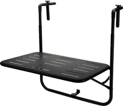 Pro Garden Balkon tafel - metaal - mat zwart - 60 x 43 cm - Inklapbaar - Hoogte verstelbaar
