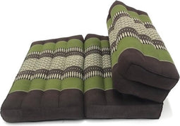 Multifunctioneel meditatie yoga matje zitkussen opvouwbaar met blok thais design 70 cm x 50 cm groen