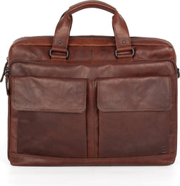 Spikes & Sparrow Leren Laptoptas 15.6 inch Bronco 401370 3-vaks Bruin