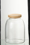 J-Line voorraadpot Tom - glas/bamboe - transparant/naturel - medium