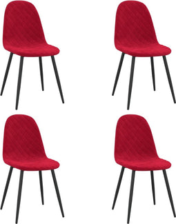 vidaXL - Eetkamerstoelen - 4 - st - fluweel - wijnrood