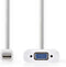 Nedis Mini DisplayPort-Kabel - DisplayPort 1.2 - Mini-DisplayPort Male - VGA Female 15p - 21.6 Gbps - Vernikkeld - 0.20 m - Rond - PVC - Wit - Polybag