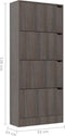 vidaXL - Schoenenkast - met - 4 - deuren - 59x24x136 - cm - bewerkt - hout - grijs - eiken