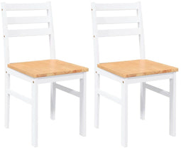 vidaXL - Eetkamerstoelen - 2 - st - massief - hout - rubber - wit