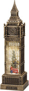 Kerstlantaarn voor binnen – Big Ben met bus en kerstboom - Warm wit – 38cm - Sneeuwlantaarn - Kerstverlichting op USB & batterijen incl. Timer