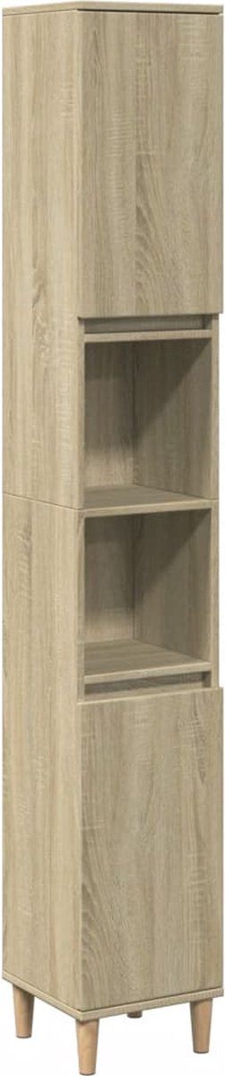 vidaXL - Badkamerkast - 30x30x190 - cm - bewerkt - hout - sonoma - eikenkleurig