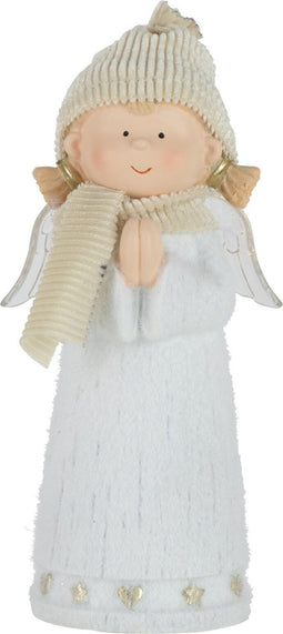 J-Line figuur Engel - polyresin - wit - small - LED lichtjes