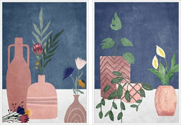 Schilderij DKD Home Decor 53 x 4,3 x 73 cm Vaas Scandinavisch (2 Stuks)
