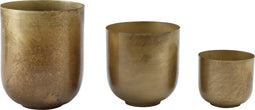 PTMD Ziggi Bloempot - 13 x 13 x 15,5 cm - Ijzer - Goud - Set van 3