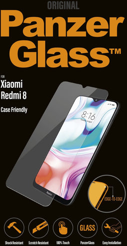 PanzerGlass 8021 - Screenprotector - Geharde glas 9H - Case Friendly (Xiaomi Redmi 8)