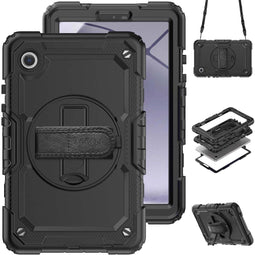 Accezz Rugged Backcover - Tablet Hoes met Schouderstrap - Ingebouwde Screenprotector - Zwart