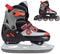 Nijdam Red Raider - 2-in-1 Combo Skeelers - Verstelbaar 29-32 - Zwart/Rood