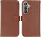 Selencia Samsung Galaxy S24 - Echt Lederen Bookcase - 3 Pashouders - Lichtbruin