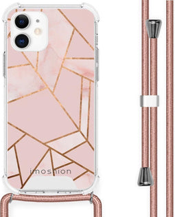 iMoshion Hoesje Geschikt voor iPhone 12 Mini Hoesje Met Koord - iMoshion Design Hoesje met Koord - Goud / Roze / Pink Graphic