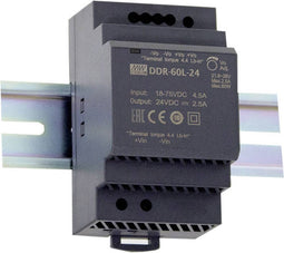 Mean Well DDR-60G-5 DIN-rail DC/DC-converter 5 V/DC 10.8 A 54 W Aantal uitgangen: 1 x Inhoud: 1 stuk(s)