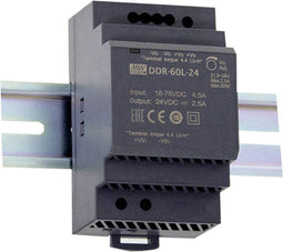 Mean Well DDR-60L-24 DIN-rail DC/DC-converter 24 V/DC 2.5 A 60 W Aantal uitgangen: 1 x Inhoud: 1 stuk(s)