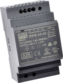 Mean Well HDR-60-48 DIN-rail netvoeding 48 V/DC 1.25 A 60 W Aantal uitgangen: 1 x Inhoud: 1 stuk(s)