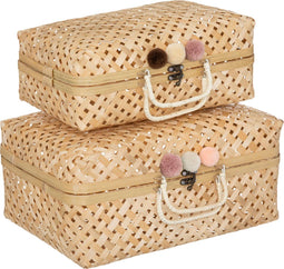 Atmosphera Kids Bamboe manden - Set van 2 stuks - 38x15x28cm - Beige