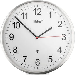 Mebus - Wandklok Radiocontrol 30cm Zilver