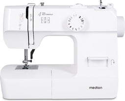 MEDION naaimachine SM70 (70 watt, 12 verschillende steekpatronen, led-naailampje, instelbare steeklengte, achteruitknop, draadafsnijder, MD11179) wit