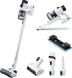 Medion P400 W snoerloze steelstofzuiger met veegfunctie - cycloontechnologie zonder stofzak - max. zuigkracht 26 kPa /400W - 700 ml stofreservoir - HEPA-H13 filter - geïntegreerde accessoires en oplaadstation