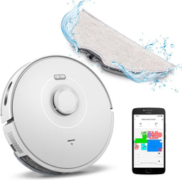 MEDION Robotstofzuiger met Lasernavigatie en Veegfunctie X10 SW (Krachtige 2.700Pa zuigkracht, 2in1 robotstofzuiger, nauwkeurig in kaart brengen, Go & No Go gebieden, meerdere vloeren)