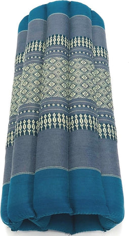 Meditatie yoga matje kussen GROOT origineel rolmatrasje thais design 70 cm x 70 cm Blauw