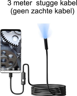 Medj - Endoscoop Camera - Inspectiecamera - Telefoon - Lengte 3 Meter-harde stugge kabel-