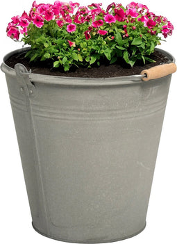 Mega Collections Emmer/plantenpot/bloempot Eddy - zink - zilver - D25 X H22 cm