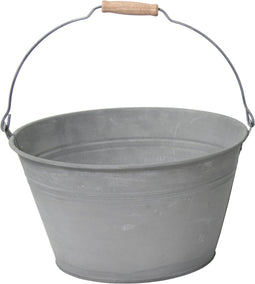 Mega Collections Emmer/plantenpot/bloempot - zink - grijs - D23 x H12 cm