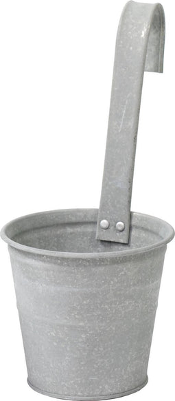 Mega Collections Plantenpot/bloempot - zink - oud grijs - met ophanghaak - D16 x H35 cm