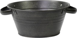 Mega Collections Teil Bloempot/plantenpot - zink - zwart - rond - D23 x H11 cm