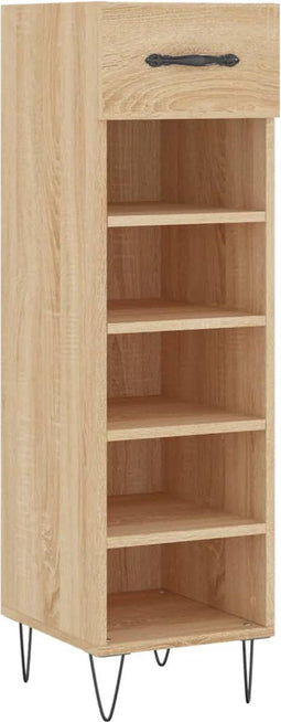 vidaXL - Schoenenkast - 30x35x105 - cm - bewerkt - hout - sonoma - eikenkleurig