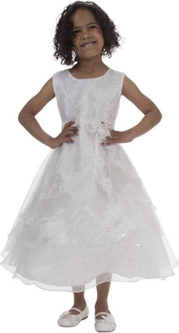 Meisjesjurk ivoor met organza- 98/104