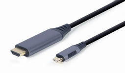 Gembird CC-USB3C-HDMI-01-6 - USB Type-C naar HDMI kabel - 4K 60 Hz - Grijs Zwart