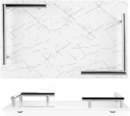 Melamine plateau - dienblad Marmer look 40x25cm - Wit-zilver