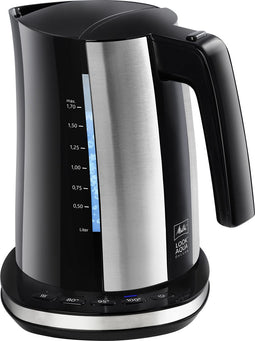 Melitta 1026-14 Look Aqua DeLuxe Waterkoker 1.7L 2400W Zwart/RVS