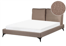 MELLE - Tweepersoonsbed - Bruin - 140 x 200 cm - Bouclé